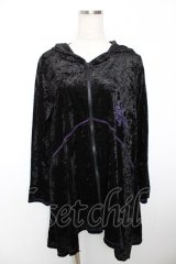 ALGONQUINS / ロゴptベロアネコミミ変形パーカー F 黒×紫 Y-25-12-04-090-AL-TO-SZ-ZS