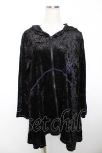 ALGONQUINS / ロゴptベロアネコミミ変形パーカー F 黒×紫 Y-25-12-04-090-AL-TO-SZ-ZS