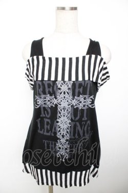 画像1: GHOST of HARLEM / オフショルボーダー切替トップス F 黒 Y-25-12-04-092-GL-TO-SZ-ZY