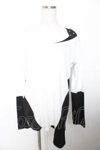 SEX POT ReVeNGe / 肩あき配色カットソー M 白×黒 Y-25-12-04-096-SP-TO-SZ-ZY