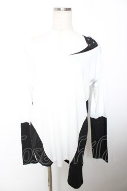 画像1: SEX POT ReVeNGe / 肩あき配色カットソー M 白×黒 Y-25-12-04-096-SP-TO-SZ-ZY