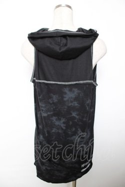 画像2: ALGONQUINS / プリント入りフードノースリーブトップス F 黒 Y-25-12-04-097-AL-TO-SZ-ZY