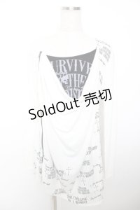 GHOST of HARLEM / クロスptアシメドレープトップス F 白×黒 Y-25-12-04-098-GL-TO-SZ-ZY