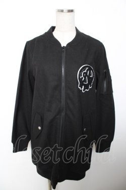 画像1: HELL CAT PUNKS / ワッペ付きロングブルゾン F ブラック Y-25-12-04-103-PU-JA-SZ-ZY