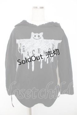 画像1: PEACE NOW / コウモリプリントフーディパーカ M 黒 Y-25-12-04-107-PU-TO-SZ-ZY