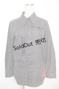 画像1: ALGONQUINS / ストライプタイ付きブラウス F グレー Y-25-12-04-108-AL-BL-SZ-ZY