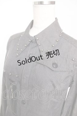 画像3: ALGONQUINS / ストライプタイ付きブラウス F グレー Y-25-12-04-108-AL-BL-SZ-ZY