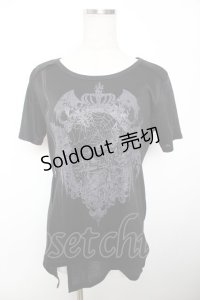 ALGONQUINS / ゴシックプリントカットソー F 黒 Y-25-12-04-110-AL-TO-SZ-ZY