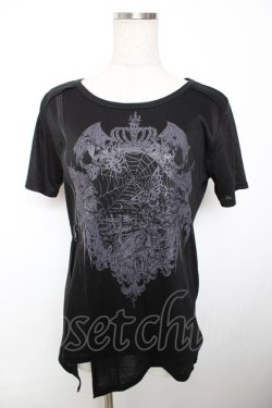 画像1: ALGONQUINS / ゴシックプリントカットソー F 黒 Y-25-12-04-110-AL-TO-SZ-ZY