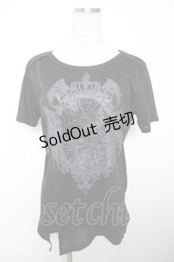 画像1: ALGONQUINS / ゴシックプリントカットソー F 黒 Y-25-12-04-110-AL-TO-SZ-ZY