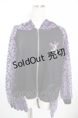LISTEN FLAVOR / 耳付きヒョウ柄ファーパーカー M 黒×紫 Y-25-12-04-114-PU-TO-SZ-ZY