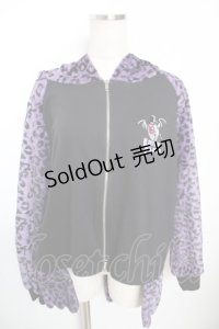 LISTEN FLAVOR / 耳付きヒョウ柄ファーパーカー M 黒×紫 Y-25-12-04-114-PU-TO-SZ-ZY