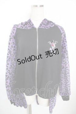 画像1: LISTEN FLAVOR / 耳付きヒョウ柄ファーパーカー M 黒×紫 Y-25-12-04-114-PU-TO-SZ-ZY