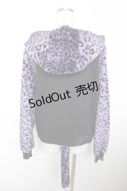 画像2: LISTEN FLAVOR / 耳付きヒョウ柄ファーパーカー M 黒×紫 Y-25-12-04-114-PU-TO-SZ-ZY