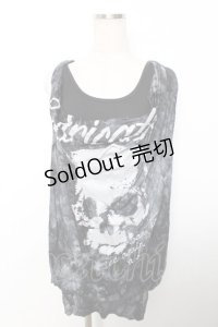 GHOST of HARLEM / ラメptタイダイ柄ドレープノースリーブトップス F 黒×グレー Y-25-12-04-115-GL-TO-SZ-ZI