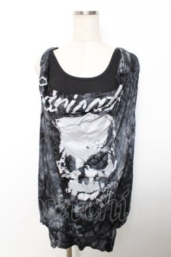 画像1: GHOST of HARLEM / ラメptタイダイ柄ドレープノースリーブトップス F 黒×グレー Y-25-12-04-115-GL-TO-SZ-ZY