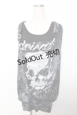 画像1: GHOST of HARLEM / ラメptタイダイ柄ドレープノースリーブトップス F 黒×グレー Y-25-12-04-115-GL-TO-SZ-ZI
