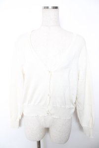 F&A / ガラス風クリアフラワー釦UVカットニットカーディガン F 生成り Y-25-12-04-120-LO-TO-SZ-ZY