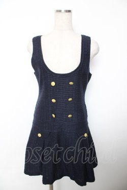 画像1: LODISPOTTO / ツイードジャンパースカート M 紺 Y-25-12-04-129-LO-OP-SZ-ZY