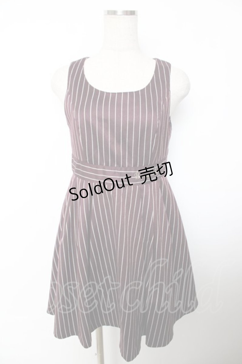 画像1: Ank Rouge / ウエスト刺繍ストライプワンピース M ワイン Y-25-12-04-130-CA-OP-SZ-ZS (1)
