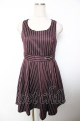 Ank Rouge / ウエスト刺繍ストライプワンピース M ワイン Y-25-12-04-130-CA-OP-SZ-ZY