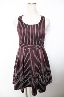 画像1: Ank Rouge / ウエスト刺繍ストライプワンピース M ワイン Y-25-12-04-130-CA-OP-SZ-ZY