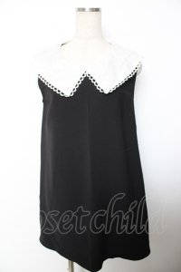 An MILLE / 襟レースノースリーブワンピース  黒 Y-25-12-04-131-EL-OP-SZ-ZY