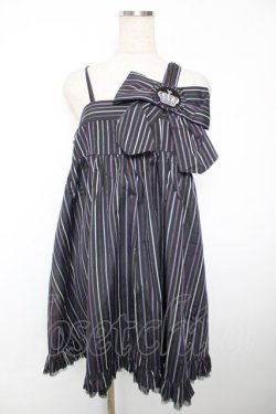 画像1: PUTUMAYO / ストライプジャンパースカート  黒×紫 Y-25-12-04-133-PT-OP-SZ-ZY