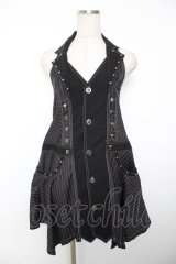 ALGONQUINS / ストライプ衿ホルタージャンパースカート M 黒 Y-25-12-04-134-AL-OP-SZ-ZI