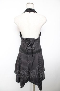 画像2: ALGONQUINS / ストライプ衿ホルタージャンパースカート M 黒 Y-25-12-04-134-AL-OP-SZ-ZY