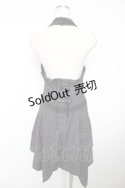 画像2: ALGONQUINS / ストライプ衿ホルタージャンパースカート M 黒 Y-25-12-04-134-AL-OP-SZ-ZI