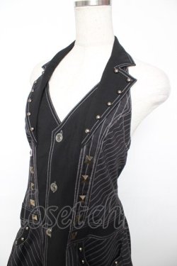 画像3: ALGONQUINS / ストライプ衿ホルタージャンパースカート M 黒 Y-25-12-04-134-AL-OP-SZ-ZY