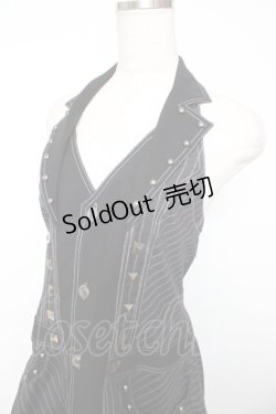 画像3: ALGONQUINS / ストライプ衿ホルタージャンパースカート M 黒 Y-25-12-04-134-AL-OP-SZ-ZI