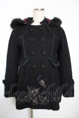 h.Jelly HONEY / リボン×蝶ファーフードコート  黒 Y-25-12-04-135-HN-CO-SZ-ZY