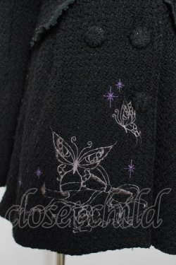 画像3: h.Jelly HONEY / リボン×蝶ファーフードコート  黒 Y-25-12-04-135-HN-CO-SZ-ZY