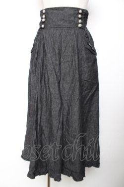 画像1: axes femme / パール釦デザインデニムスカート F 黒 Y-25-12-04-146-AX-SK-SZ-ZY