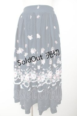 画像1: axes femme / パネル花柄フレアスカート M 紺 Y-25-12-04-148-AX-SK-SZ-ZI