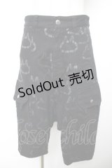 MINT NeKO / プリント総柄ハーフパンツ  黒 Y-25-12-04-158-HN-PA-SZ-ZY