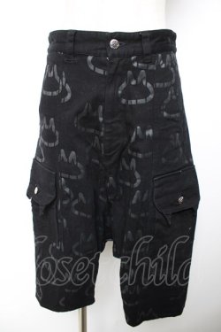 画像1: MINT NeKO / プリント総柄ハーフパンツ  黒 Y-25-12-04-158-HN-PA-SZ-ZY