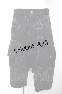 画像1: MINT NeKO / プリント総柄ハーフパンツ  黒 Y-25-12-04-158-HN-PA-SZ-ZY