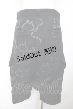 画像2: MINT NeKO / プリント総柄ハーフパンツ  黒 Y-25-12-04-158-HN-PA-SZ-ZY