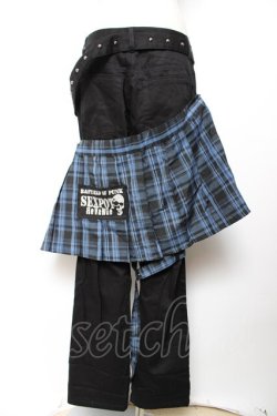 画像2: SEX POT ReVeNGe / チェック柄スカートボンテージパンツ L 黒×青 Y-25-12-04-159-SP-PA-SZ-ZY
