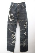 Deorart / ダメージ加工入りデニムパンツ S 黒 Y-25-12-04-161-PU-PA-SZ-ZY