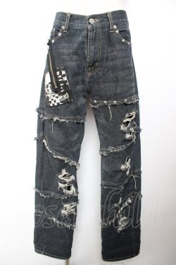 画像1: Deorart / ダメージ加工入りデニムパンツ S 黒 Y-25-12-04-161-PU-PA-SZ-ZY