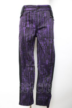 画像1: SEX POT ReVeNGe / ZIPプリントスキニーパンツ M 黒×紫 Y-25-12-04-162-SP-PA-SZ-ZY