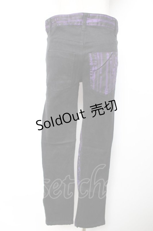 画像2: SEX POT ReVeNGe / ZIPプリントスキニーパンツ M 黒×紫 Y-25-12-04-162-SP-PA-SZ-ZI (2)