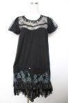 画像1: GRAMM / プリント裾レースカットワンピース  黒 Y-25-12-04-169-HN-OP-SZ-ZY (1)