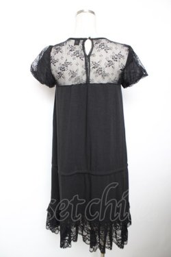 画像2: GRAMM / プリント裾レースカットワンピース  黒 Y-25-12-04-169-HN-OP-SZ-ZY