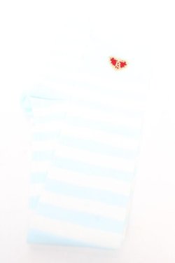 画像1: BABY, THE STARS SHINE BRIGHT / プリンセスドロップ刺繍ボーダーオーバーニーソックス  サックス Y-25-12-04-024-BA-ZA-SZ-ZY