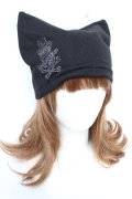 ALGONQUINS / 刺繍入りネコ耳帽子  黒 Y-25-12-04-027-AL-AC-SZ-ZY